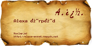 Alexa Árpád névjegykártya
